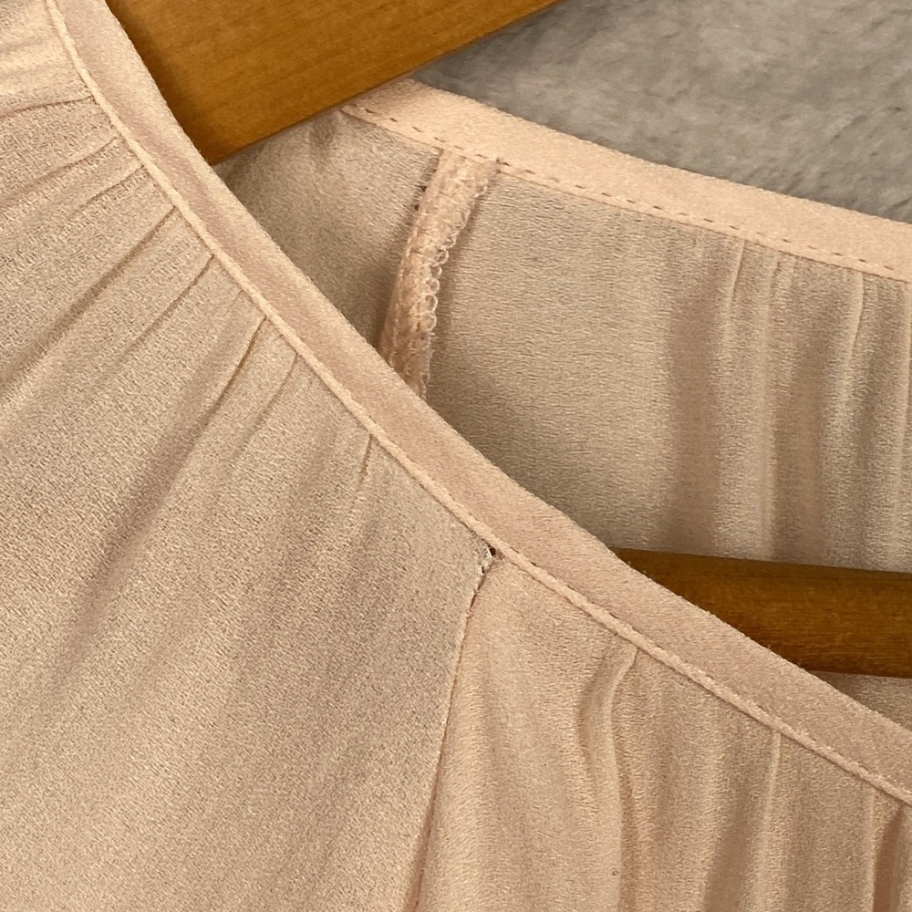 Forever 21 Pleated Dress Peach Chiffon Easter Gathered Medium M Fairy Softgirl - Picture 6 of 12